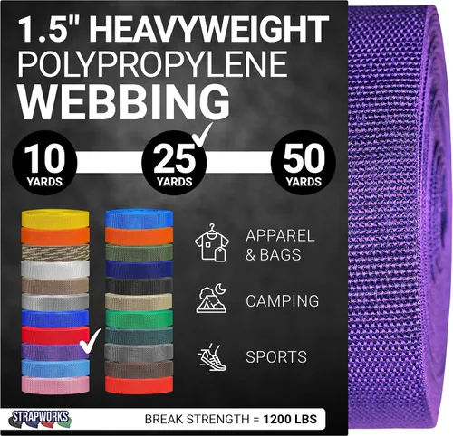 Vista 68 de Strapworks Heavyweight Polypropylene Webbing - Heavy Duty Poly Strapping for Outdoor DIY Gear Repair, 1.5 Inches