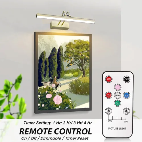 Vista 3 de FUNCHDAY Luz de Imagen Inalámbrica, Luz de Imagen con Batería Recargable de 13" Operada con Pilas y Temporizador Remoto, Luz de Galería Regulable