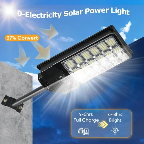 Vista 2 de Luz solar de calle de 540 LED para exteriores, impermeable, luces solares del atardecer al amanecer, luces de inundación al aire libre, sensor