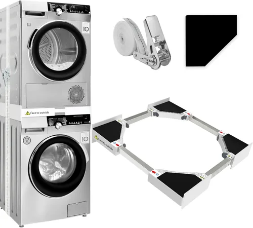 Vista 11 de Kit de apilamiento para lavadora y secadora, kit de apilamiento universal con estante de secado extraíble para cuarto de lavado, ajustable de 24 a