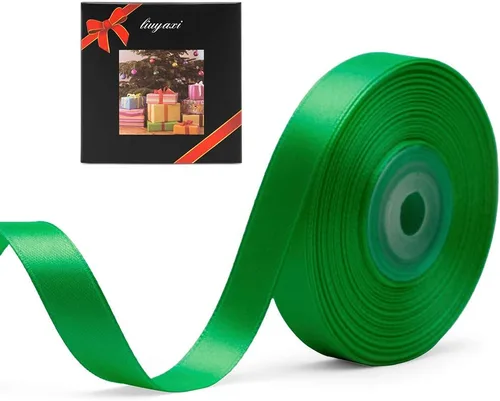 Vista 30 de Cinta de satén verde manzana de doble cara de color sólido de 1/2 pulgada x 25 yardas, cintas perfectas para manualidades, decoración de bodas