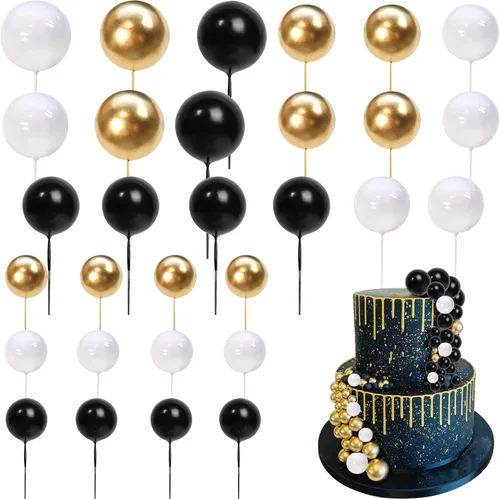 Vista 11 de 24 piezas de decoración para tartas con bolas, púas para pasteles con bolas, decoración para pasteles con forma de bola, decoración para cupcakes