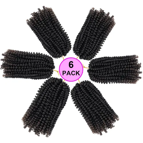 Vista 2 de Extensiones de cabello trenzado de resorte, 6 paquetes de 8 pulgadas, esponjoso, de ganchillo, Passion Twist, extensiones de cabello sintético