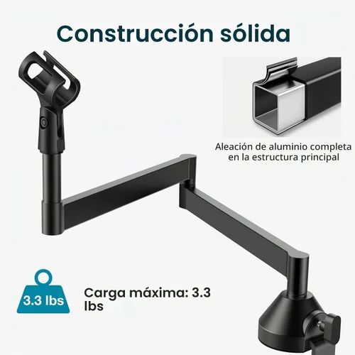 Vista 5 de InnoGear Brazo de Micrófono de Perfil Bajo, Soporte de Brazo de Micrófono Giratorio de 360°, Brazo Articulado de Micrófono de Escritorio Plegable