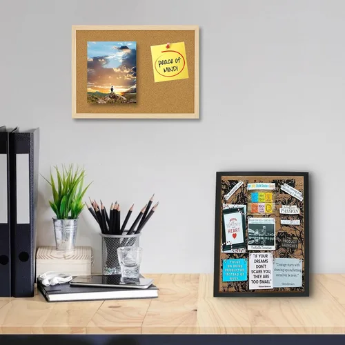 Vista 6 de OWLKELA Tablón de anuncios de 17.7 x 13.3 pulgadas, paquete de 2 tableros de corcho montado en la pared, perfecto para decoración de oficina y Negro