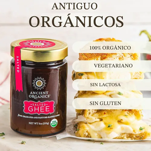 Vista 4 de Ancient Organics Ghee salado, sin gluten, kosher, 9 onzas (paquete de 1)