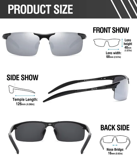 Vista 115 de Duco - Gafas de sol deportivas polarizadas para hombre con protección UV 8177s
