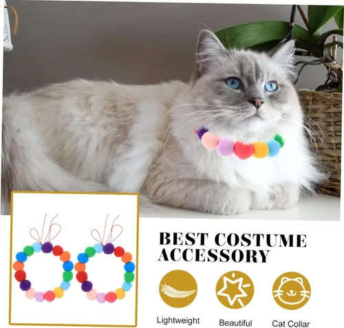 Vista 8 de iplusmile Collar para mascotas Adorno al aire libre Collar de Navidad para mascotas Encantador Collar de gato Decoración de para Exteriores Pom Pom