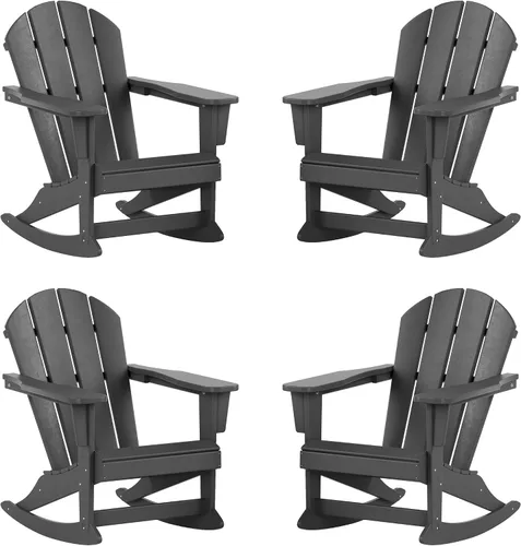 Vista 13 de WestinTrends Silla mecedora Malibu de poliéster para exterior/patio Adirondack, Negra