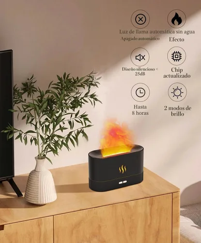 Vista 2 de Difusor de Aire en Forma de Llama Humidificador, Difusor de Aroma Mejorado para Aceites Esenciales, Aromaterapia Ultrasónica, Humedad de Niebla