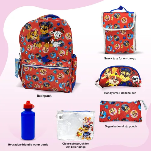 Vista 2 de Juego de mochila de 16 pulgadas para niñas y niños, mochila escolar para niños de jardín de infantes y primaria con accesorios para la escuela