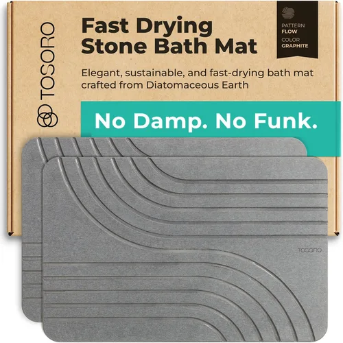 Vista 10 de TOSORO - Tapete de baño de piedra de tierra de diatomeas, antideslizante, súper absorbente, tapete de baño de piedra de diatomita para el suelo