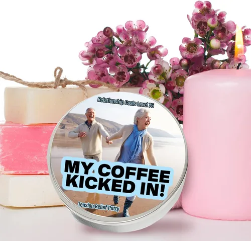 Vista 4 de My Coffee Kicked in Stress Putty - Juguete antiestrés para adultos para bebedores de café, regalos de broma para amantes de la cafeína, regalos