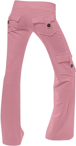 Vista 5 de Pantalones deportivos para mujer, pantalones cargo de pierna ancha, leggings de yoga de tiro alto con bolsillos, talla grande, pantalones Y2K