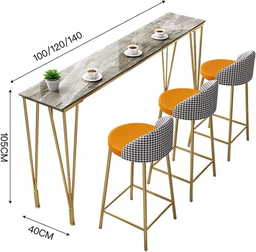 Vista 2 de Mesa de barra de altura de barra, mesa de bar de moda nórdica para el hogar, balcón, pared, mesa larga, sala de estar, mesa alta y silla, mesa