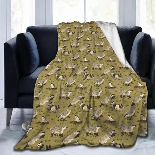 Vista 13 de Manta de franela con patrón de ciervo y oso, 50x40 pulgadas, unisex para adultos y niños, para todas las estaciones, estilo Art Deco