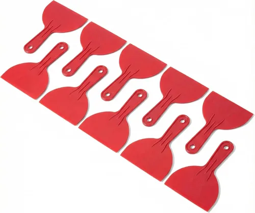 Vista 11 de Bates - Juego de 6 cuchillos de masilla de plástico, raspador de pintura, herramienta de spackle y esparcidor para reparación de raspado de Rojo
