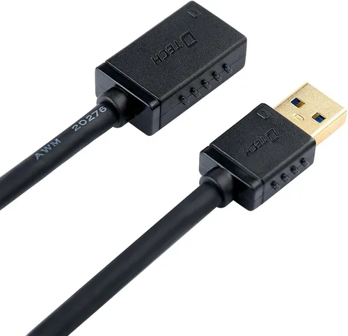 Vista 6 de DTECH Cable de extensión USB 3.0 de 6 pies tipo A, macho a hembra, cable de puerto con conector chapado en oro (negro, 6 pies)