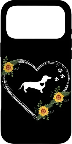Vista 22 de Dachshund Heartbeat With Paw Prints On Black Case for iPhone 16