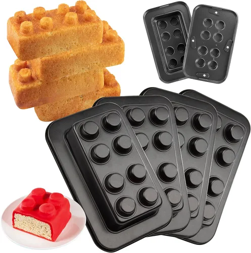 Vista 8 de Molde de ladrillo para tartas de construcción, paquete de 4 unidades, para decorar pasteles en forma 3D de 9 pulgadas, fiestas de cumpleaños