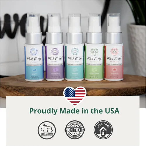 Vista 6 de Mist N' Go by Omaze - Aerosol de Baño de Viaje para Inodoro Eliminador de Olores - Aerosol de Inodoro de Viaje para Ambientador de Aire de Baño