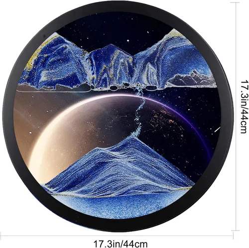Vista 5 de Decoración artística de arena móvil de 17.3 pulgadas, pintura 3D giratoria de 360 grados, arte de pared de vidrio, decoración de sala de estar