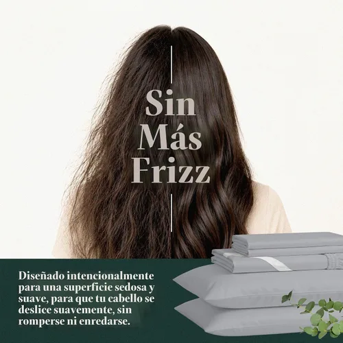 Vista 5 de Sábanas refrescantes Tencel Queen Blend con algodón egipcio, 4 unidades Gris claro