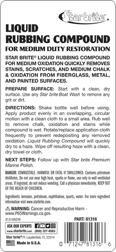 Vista 3 de STAR BRITE Compuesto líquido para frotar 16 oz. Oxidación y removedor de arañazos