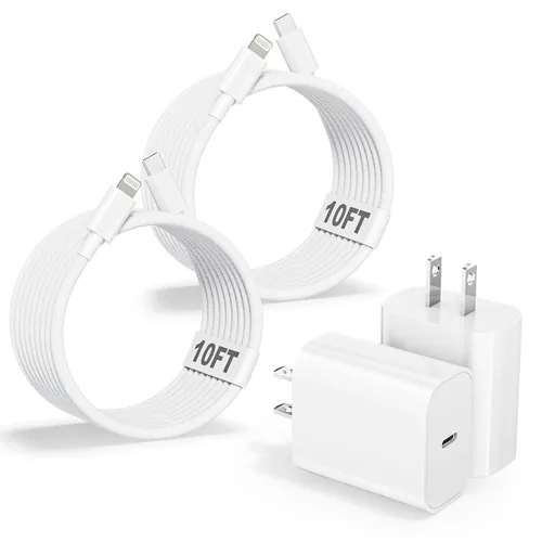 Vista 8 de [Certificado MFi de Apple] Cargador de iPhone 14 de Carga Rápida, Bloque de Cargador USB C Quick Type con Cable de Carga USB C a Lightning de 10