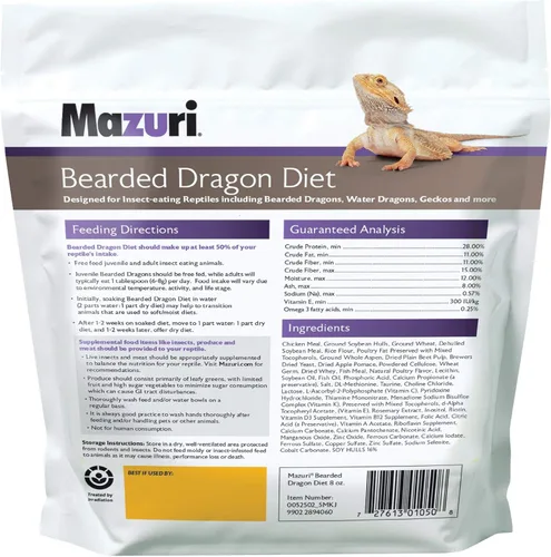 Vista 2 de Mazuri Comida de dragón barbudo - Porción de insectos de una dieta completa Bolsa de 8 onzas (8 onzas)