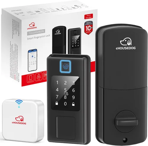 Vista 11 de EHD-SF01, cerradura inteligente de huellas dactilares, cerradura de puerta de entrada sin llave, cerradura de teclado con pantalla táctil, cerradura
