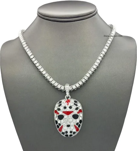 Vista 2 de Pyramid Jewelers - Colgante de máscara para hombre, diseño de Hip Hop de 24.0in, con cuerda, 1 fila de circonita cúbica