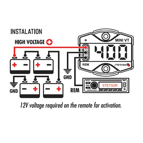 Vista 7 de Stetsom MiniVT-HV - Pantalla digital Mini voltímetro LED azul de alta precisión, hasta 455 V CC, panel de voltaje de batería de automóvil