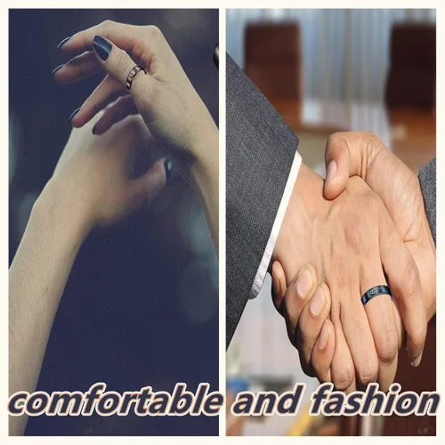 Vista 6 de Juego de 2 anillos de anime, juego de anillos de banda de acero inoxidable grabados para cosplay, anillos gruesos pulidos mate para hombres, mujeres