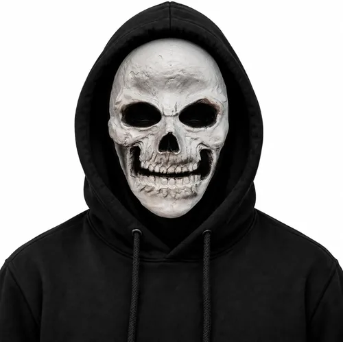 Vista 9 de Pasamontañas de Halloween, máscara de esquí de calavera aterradora para Black