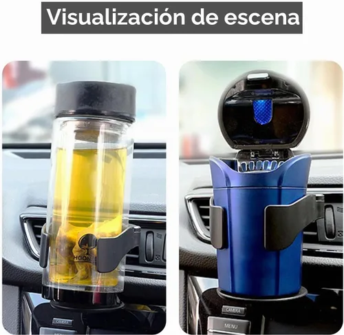 Vista 3 de 1 pieza de soporte para vaso para automóvil, soporte portátil de ABS ajustable con varilla de carga antideslizante universal para ceniceros