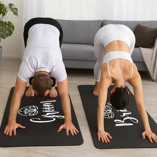 Vista 4 de Brosash Tapete de yoga para novia y novio, extra grueso y antideslizante, con correa de transporte para gimnasio en casa, estiramiento