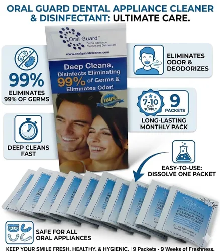 Vista 2 de Limpiador y desinfectante para electrodomésticos dentales Oral Guard para todos los protectores nocturnos, retenedores y dentaduras. Suministro