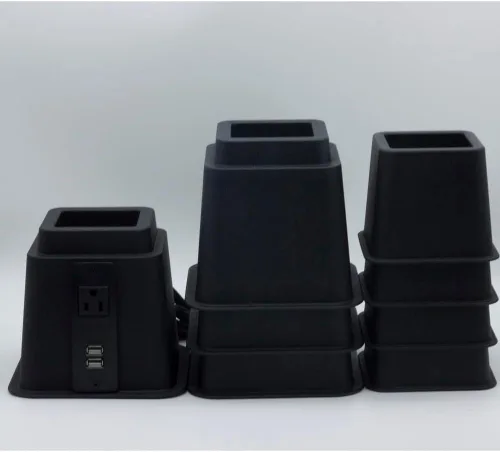 Vista 2 de HomeRoots Juego de 8 elevadores ajustables de plástico resistente de 3, 5 u 8 pulgadas para cama, muebles, sofá, mesa y silla, color negro eléctrico