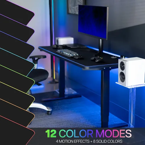 Vista 4 de VIVO DESK-PAD60-24 - Alfombrilla de escritorio grande de 60 x 24 pulgadas con iluminación RGB para ambiente de oficina y juegos inmersivos