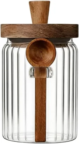 Vista 8 de ANSQU Tarro de vidrio con cuchara, tarro de café de 13.5 oz