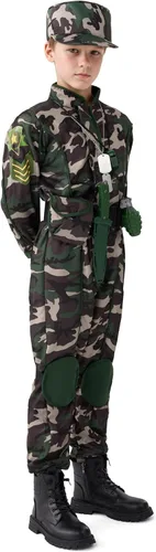 Vista 4 de Spooktacular Creations Disfraz del ejército para niños, disfraz militar para niños, disfraz de las fuerzas especiales de camuflaje para niños