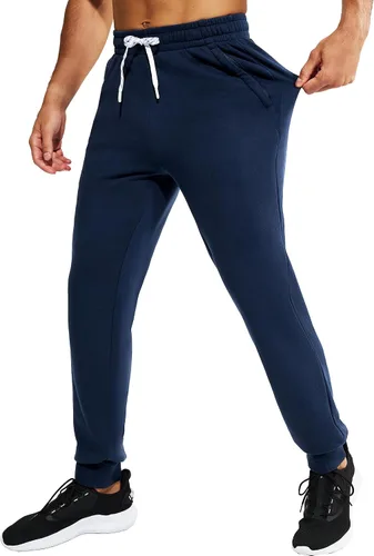 Vista 5 de MIER Men's Cotton Joggers Athletic Sweatpants for Gym Workout Active Lounge Jersey Track Pants with Pockets, Elastic Waist