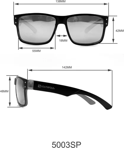 Vista 5 de Southpole 5003sp Risky Business UV Protective Rectangular Sunglasses Trendy Gifts for Men 58 mm
