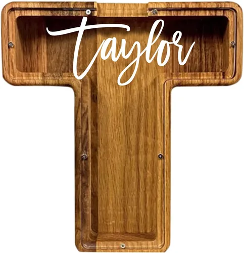 Vista 17 de Alcancía de madera grande personalizada, 7.5 pulgadas, con ventana acrílica fácil de abrir, caja de ahorro de dinero inicial para niños y niñas