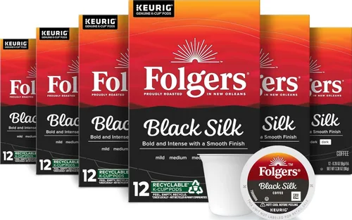 Vista 17 de Folgers Black Silk Coffee, tostado oscuro, cápsulas Keurig K-Cup, 60 unidades 6 cajas (10 unidades), café tostado oscuro, compatible con cafeteras