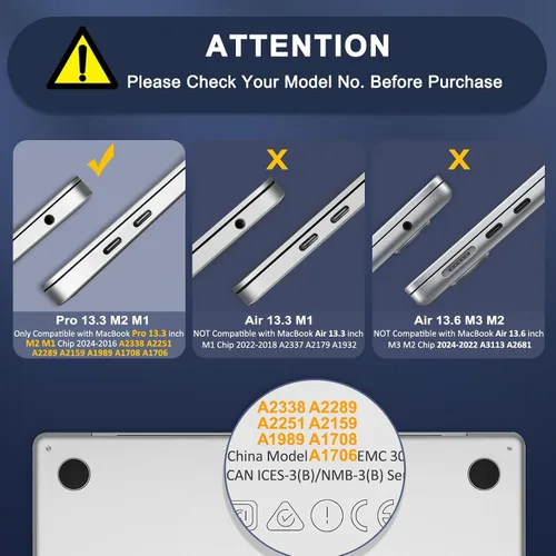 Vista 2 de MOSISO Compatible con MacBook Pro de 13 pulgadas M2 2026, 2025, 2024-2016 A2338 M1 A2251 A2289 A2159 A1989 A1708 A1706, funda rígida de plástico