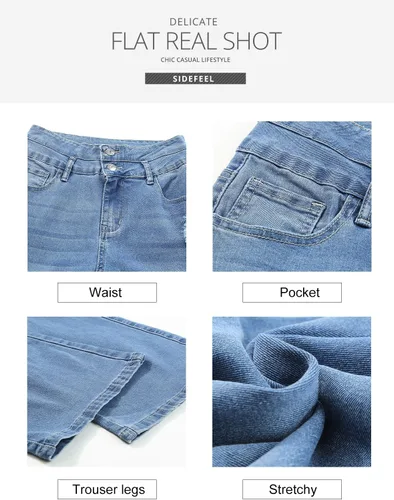 Vista 6 de Sidefeel Pantalones de mezclilla acampanados destruidos de cintura alta para mujer
