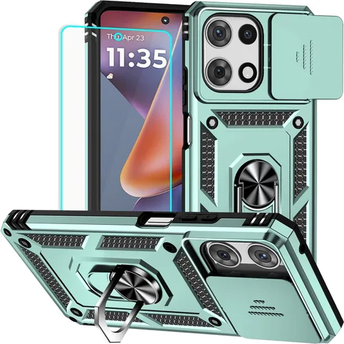Vista 9 de Funda para Moto G 5G 2022 con protector de pantalla: resistente, soporte giratorio de grado militar 360, funda protectora a prueba de golpes