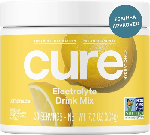 Vista 12 de Cure Hydration Mezcla de bebida de electrolitos a base de plantas Sin azúcar añadida FSA-HSA Polvo para el alivio de la deshidratación hecho